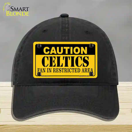 Caution Celtics Fan Novelty License Plate Hat Unconstructed Cotton / Black