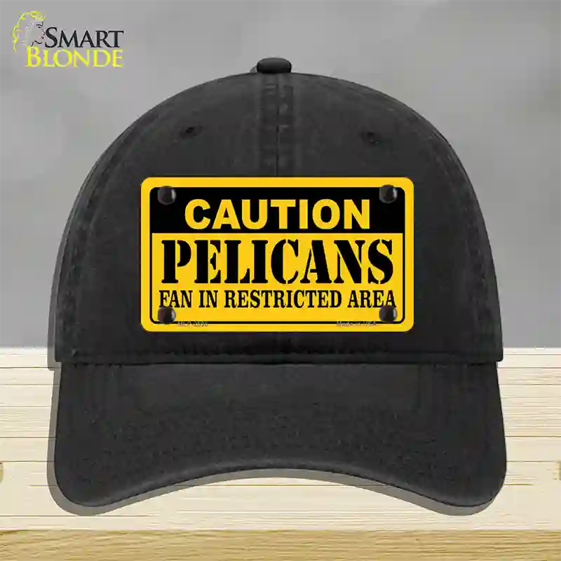 Caution Pelicans Fan Novelty License Plate Hat Unconstructed Cotton / Black