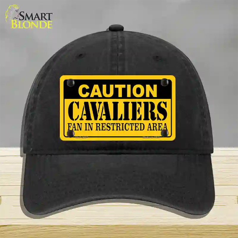 Caution Cavaliers Fan Novelty License Plate Hat Unconstructed Cotton / Black