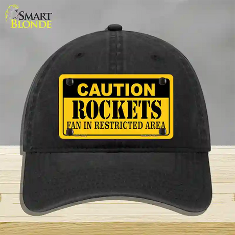 Caution Rockets Fan Novelty License Plate Hat Unconstructed Cotton / Black