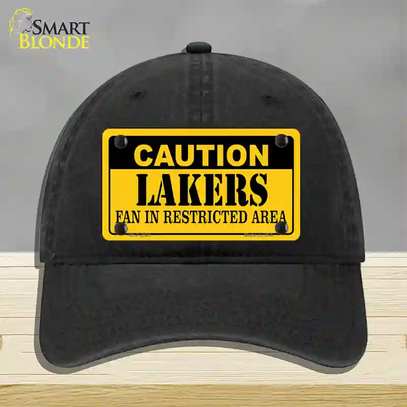 Caution Lakers Fan Novelty License Plate Hat Unconstructed Cotton / Black