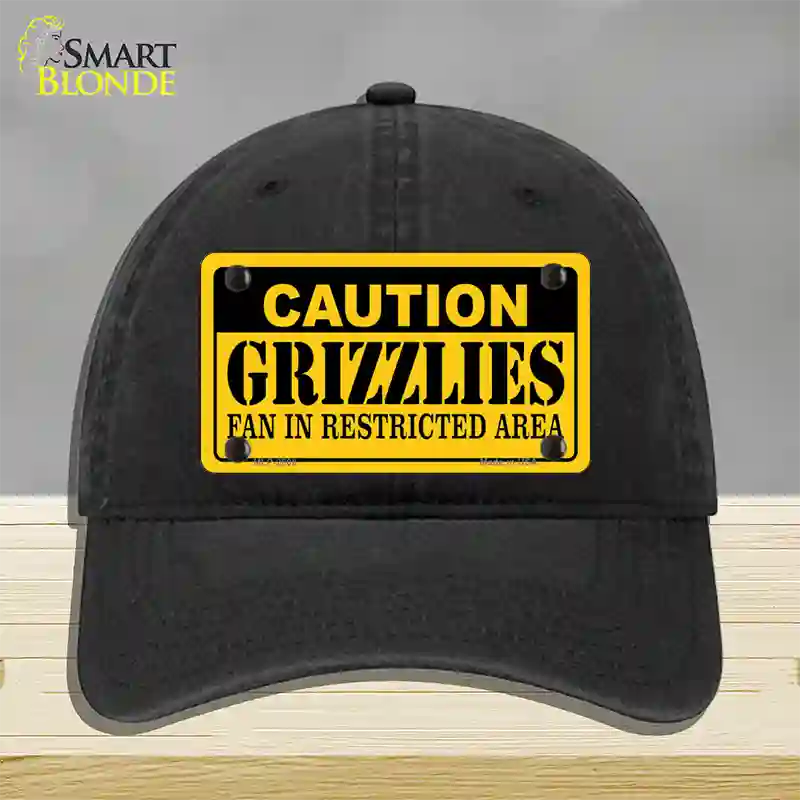 Caution Grizzlies Fan Novelty License Plate Hat Unconstructed Cotton / Black