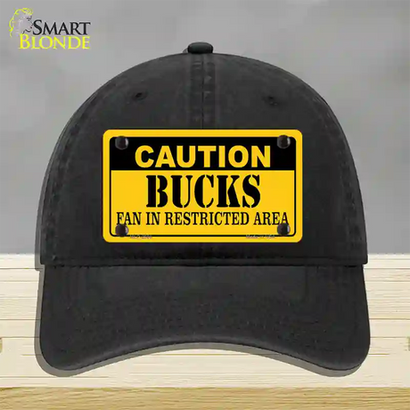 Caution Bucks Fan Novelty License Plate Hat Unconstructed Cotton / Black