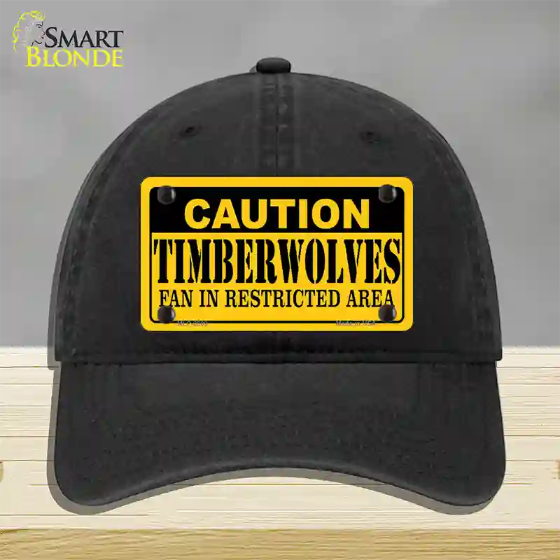 Caution Timberwolves Fan Novelty License Plate Hat Unconstructed Cotton / Black