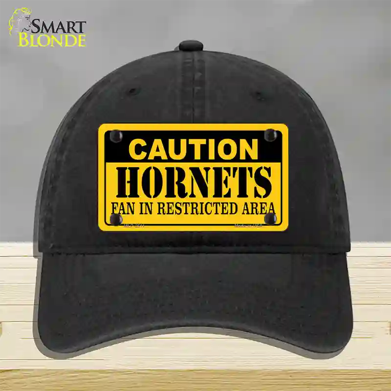 Caution Hornets Fan Novelty License Plate Hat Unconstructed Cotton / Black