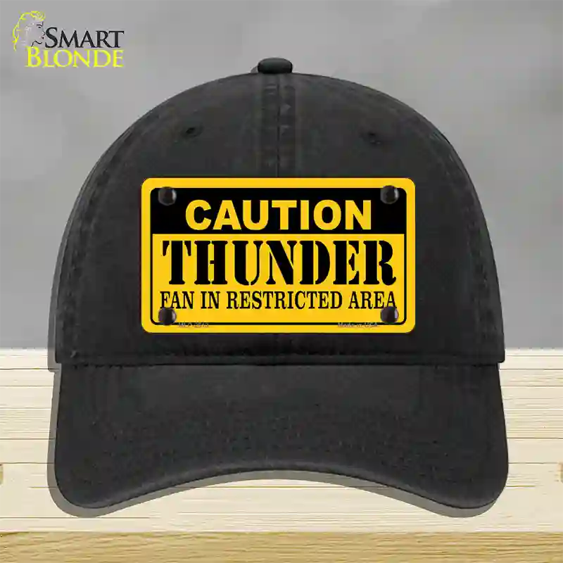 Caution Thunder Fan Novelty License Plate Hat Unconstructed Cotton / Black