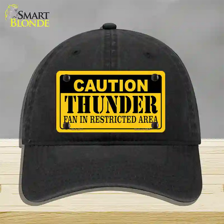 Caution Thunder Fan Novelty License Plate Hat Unconstructed Cotton / Black