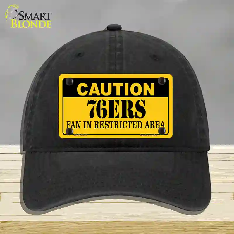 Caution 76ers Fan Novelty License Plate Hat Unconstructed Cotton / Black