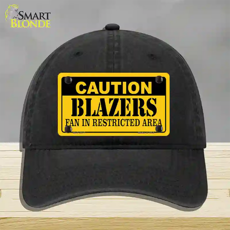 Caution Blazers Fan Novelty License Plate Hat Unconstructed Cotton / Black