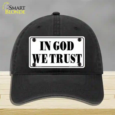 In God We Trust Novelty License Plate Hat Unconstructed Cotton / Black