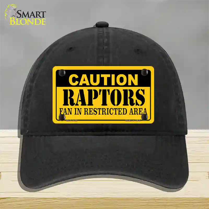 Caution Raptors Fan Novelty License Plate Hat Unconstructed Cotton / Black