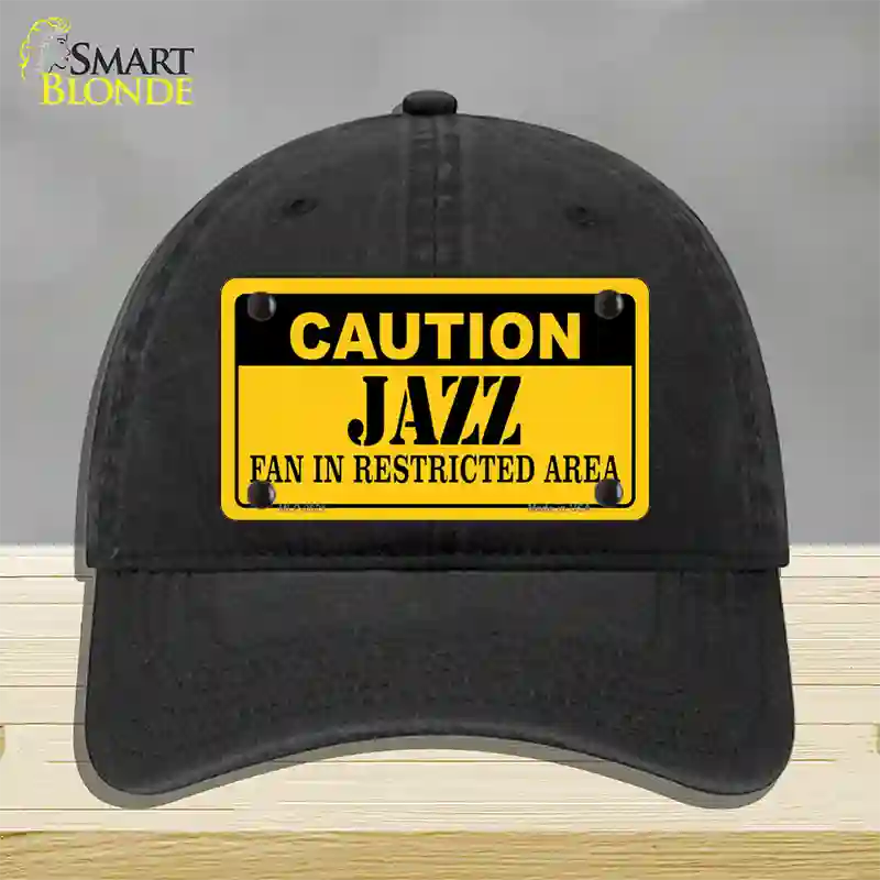 Caution Jazz Fan Novelty License Plate Hat Unconstructed Cotton / Black