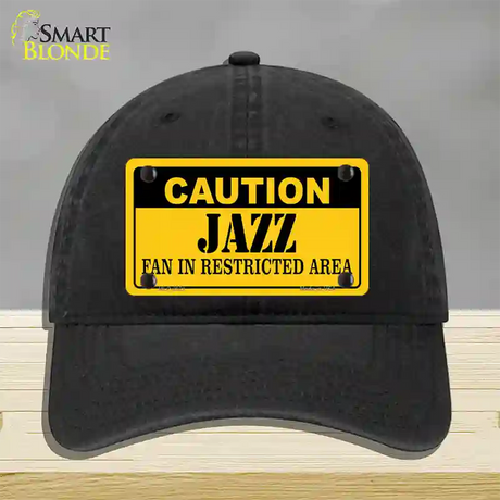 Caution Jazz Fan Novelty License Plate Hat Unconstructed Cotton / Black