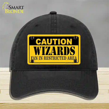 Caution Wizards Fan Novelty License Plate Hat Unconstructed Cotton / Black