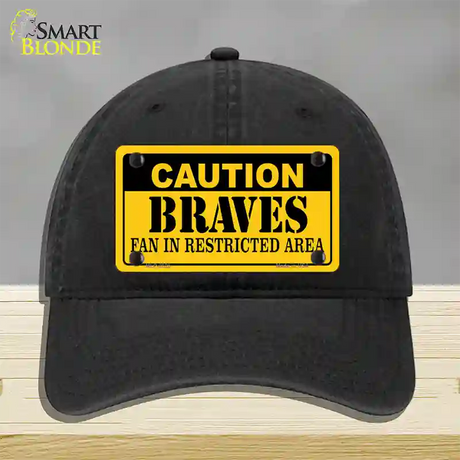 Caution Braves Fan Novelty License Plate Hat Unconstructed Cotton / Black