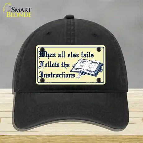 Follow Instructions Novelty License Plate Hat Unconstructed Cotton / Black