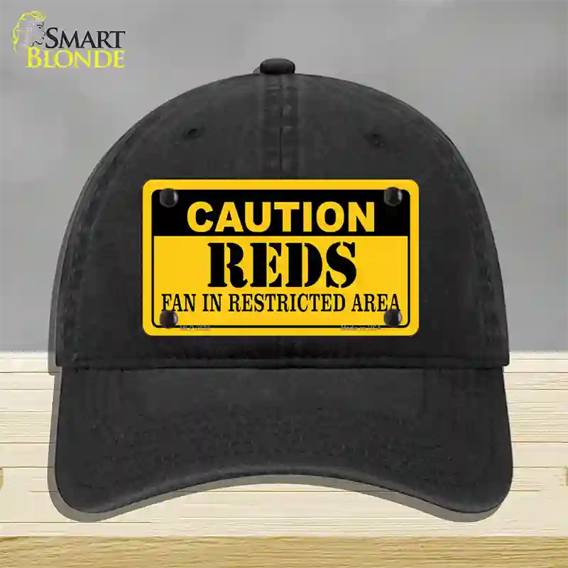 Caution Reds Fan Novelty License Plate Hat Unconstructed Cotton / Black