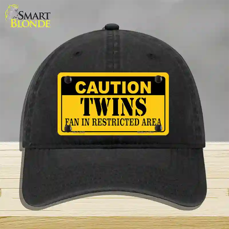 Caution Twins Fan Novelty License Plate Hat Unconstructed Cotton / Black