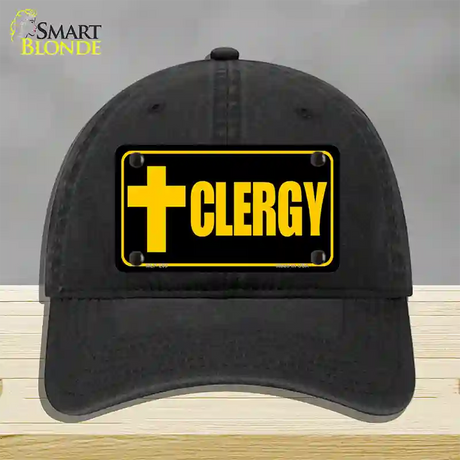 Clergy Vanity Novelty License Plate Hat Unconstructed Cotton / Black