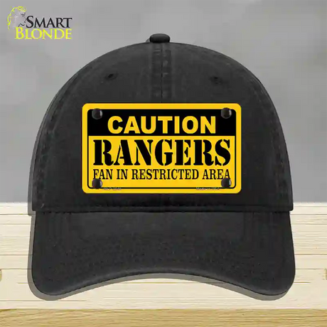 Caution Rangers Fan Novelty License Plate Hat Unconstructed Cotton / Black