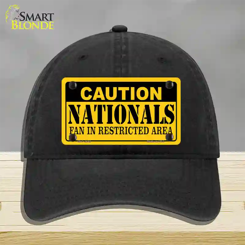 Caution Nationals Fan Novelty License Plate Hat Unconstructed Cotton / Black