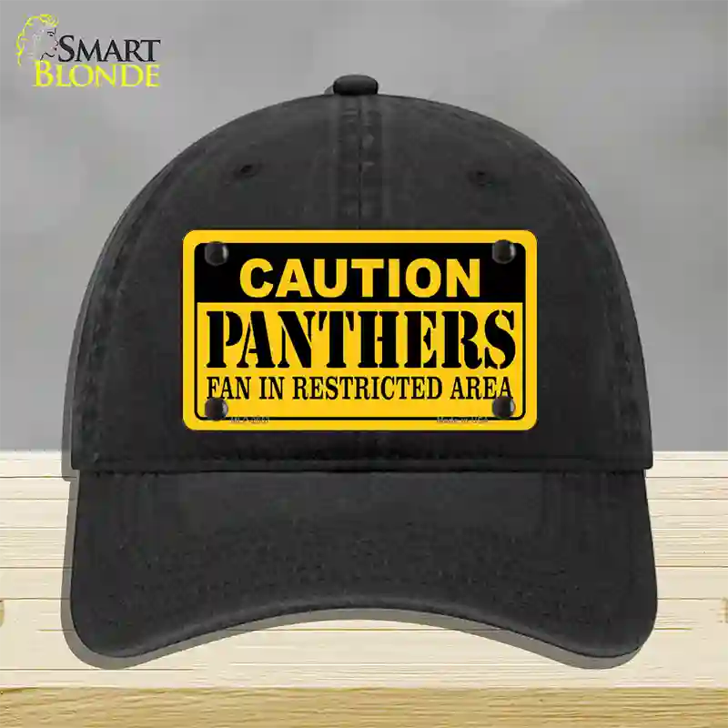 Caution Panthers Hockey Novelty License Plate Hat Unconstructed Cotton / Black