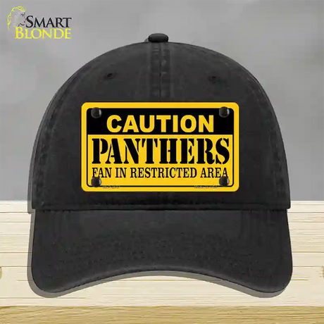 Caution Panthers Hockey Novelty License Plate Hat Unconstructed Cotton / Black