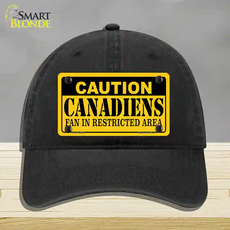 Caution Canadiens Novelty License Plate Hat Unconstructed Cotton / Black