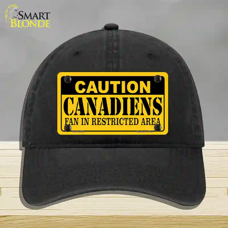 Caution Canadiens Novelty License Plate Hat Unconstructed Cotton / Black