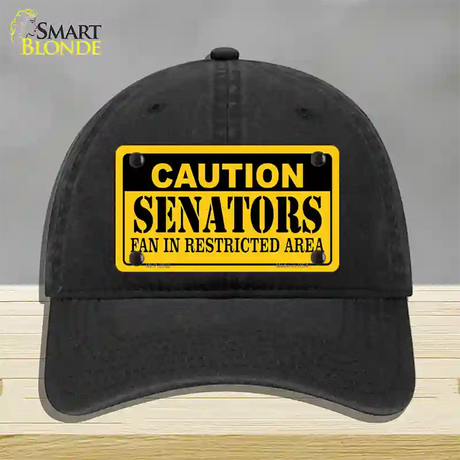 Caution Senators Vanity Novelty License Plate Hat Unconstructed Cotton / Black