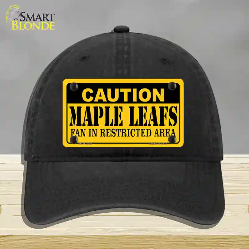 Caution Maple Leafs Novelty License Plate Hat Unconstructed Cotton / Black