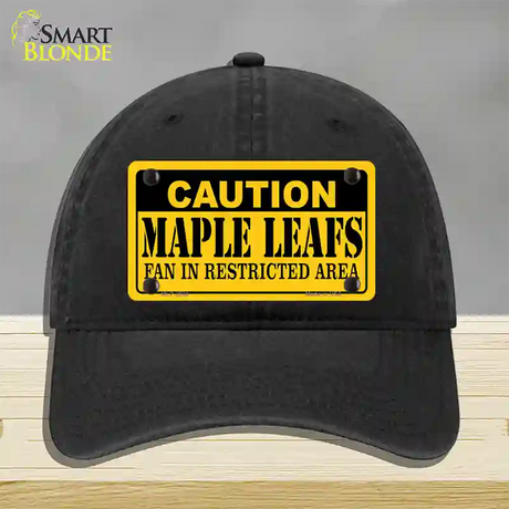 Caution Maple Leafs Novelty License Plate Hat Unconstructed Cotton / Black