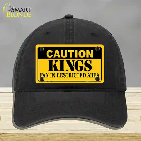 Caution Kings Novelty License Plate Hat Unconstructed Cotton / Black