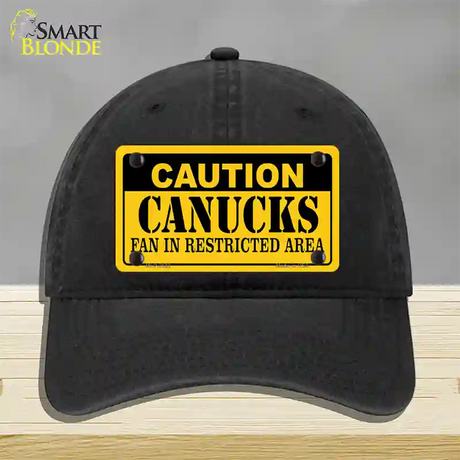 Caution Canucks Novelty License Plate Hat Unconstructed Cotton / Black