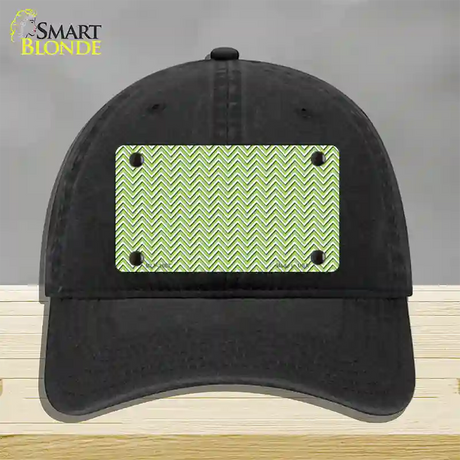 Lime Green White Chevron Novelty License Plate Hat Unconstructed Cotton / Black