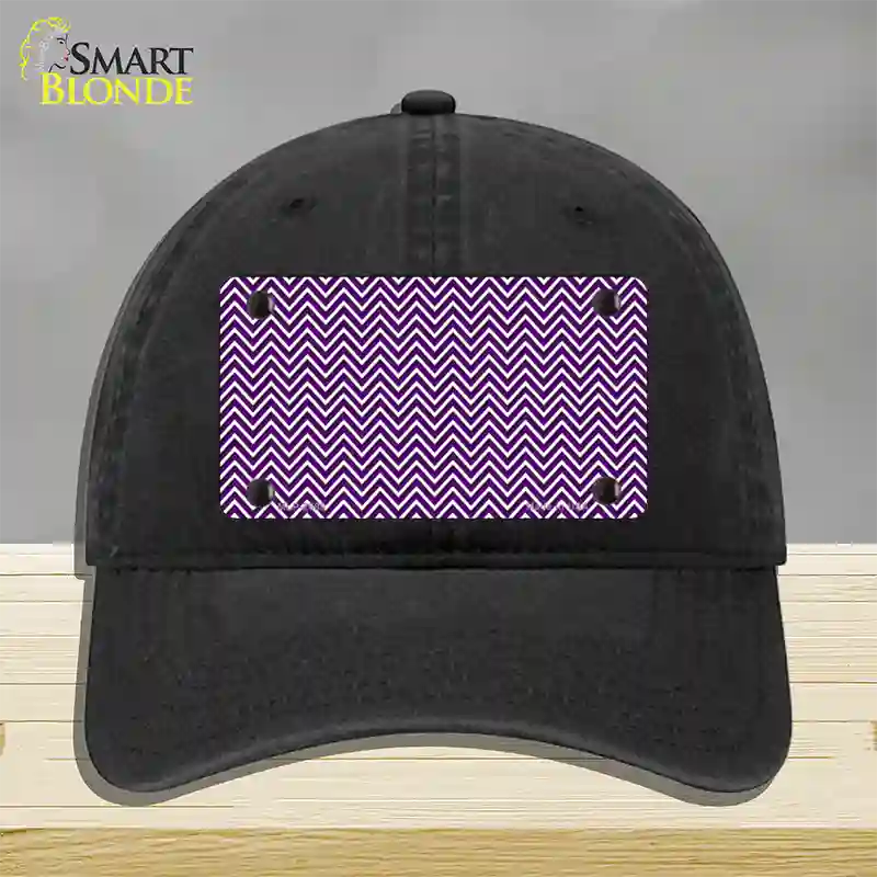 Purple White Chevron Novelty License Plate Hat Unconstructed Cotton / Black