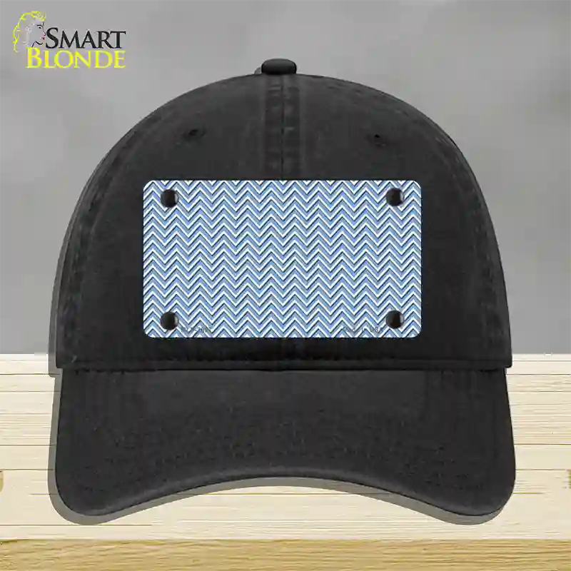 Light Blue White Chevron Novelty License Plate Hat Unconstructed Cotton / Black