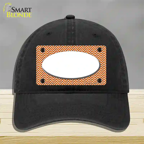 Orange White Chevon White Center Oval Novelty License Plate Hat Unconstructed Cotton / Black