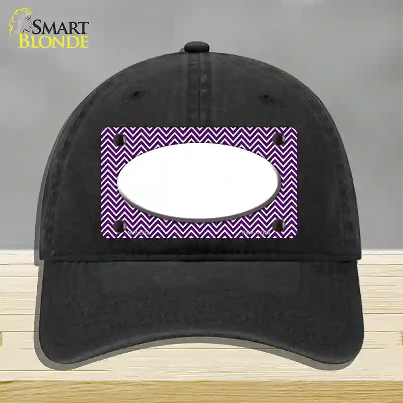 Purple White Chevon White Center Oval Novelty License Plate Hat Unconstructed Cotton / Black