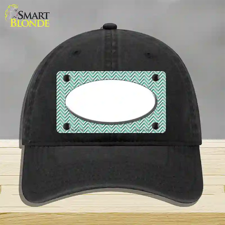 Mint White Chevon White Center Oval Novelty License Plate Hat Unconstructed Cotton / Black