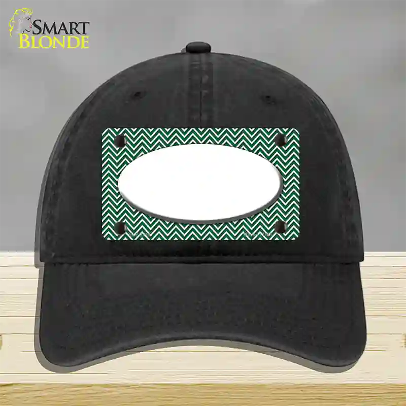 Green White Chevon White Center Oval Novelty License Plate Hat Unconstructed Cotton / Black