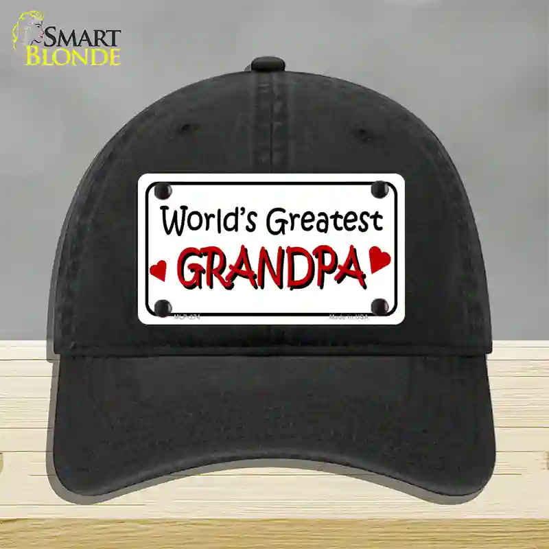 Worlds Greatest Grandpa Novelty License Plate Hat Unconstructed Cotton / Black