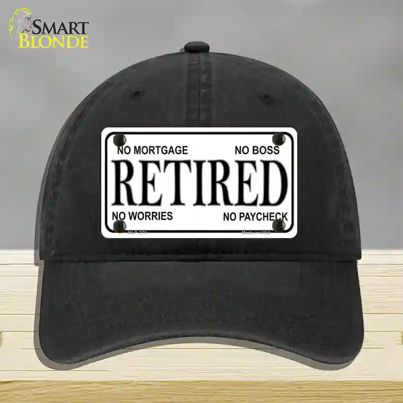 Retired Novelty License Plate Hat Unconstructed Cotton / Black