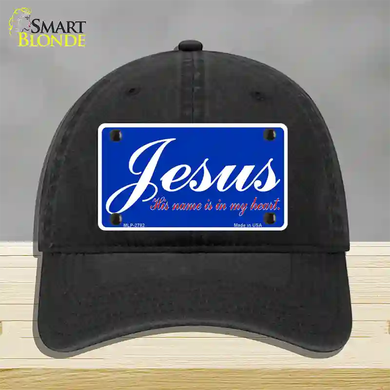 Jesus Blue Novelty License Plate Hat Unconstructed Cotton / Black