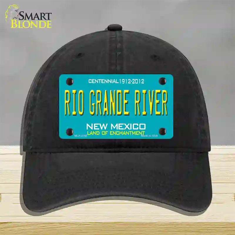 Rio Grande River New Mexico Teal Novelty License Plate Hat Unconstructed Cotton / Black