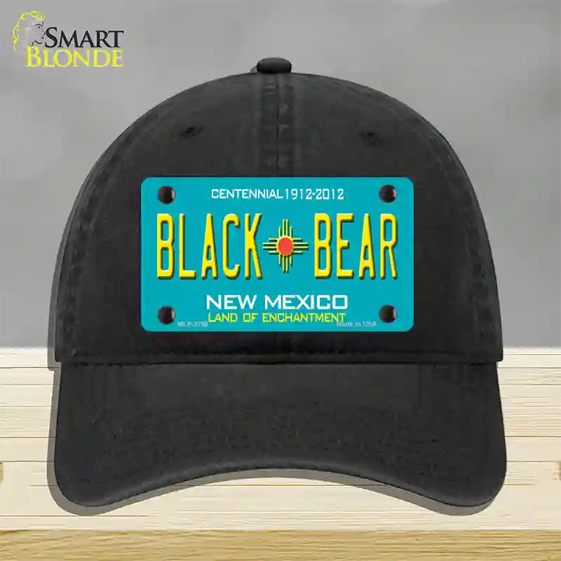 Black Bear New Mexico Teal Novelty License Plate Hat Unconstructed Cotton / Black