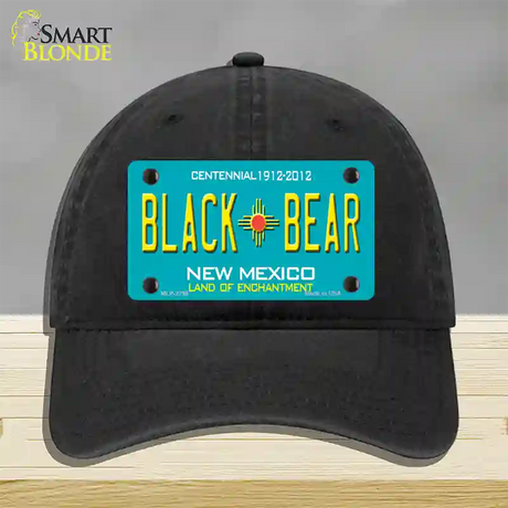 Black Bear New Mexico Teal Novelty License Plate Hat Unconstructed Cotton / Black