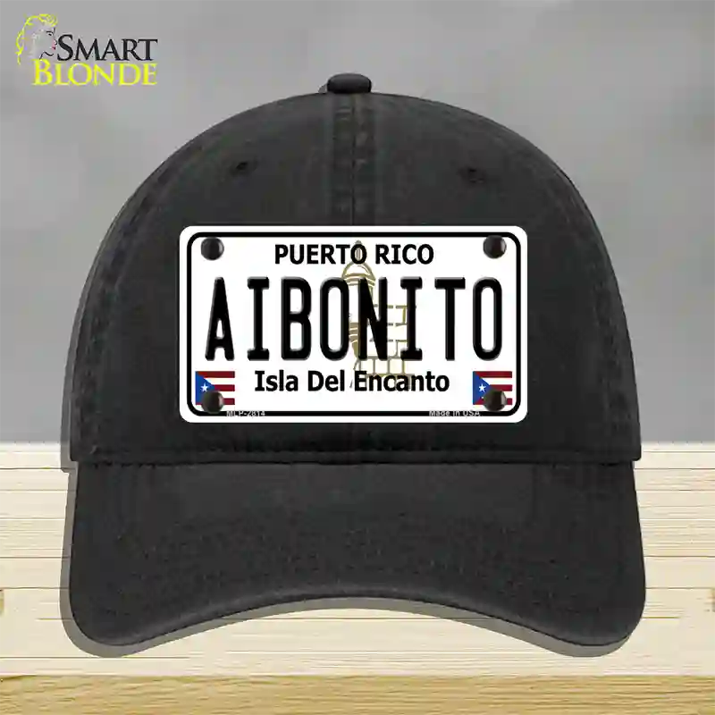 Aibonito Puerto Rico Novelty License Plate Hat Unconstructed Cotton / Black