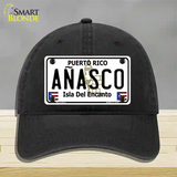 Anasco Puerto Rico Novelty License Plate Hat Unconstructed Cotton / Black