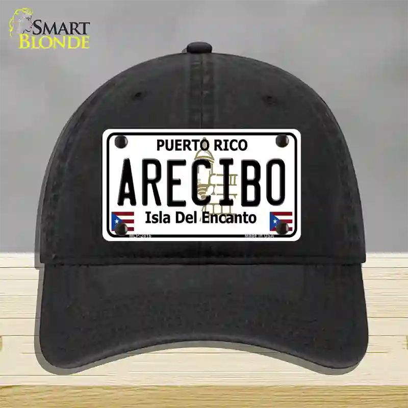 Arecibo Puerto Rico Novelty License Plate Hat Unconstructed Cotton / Black